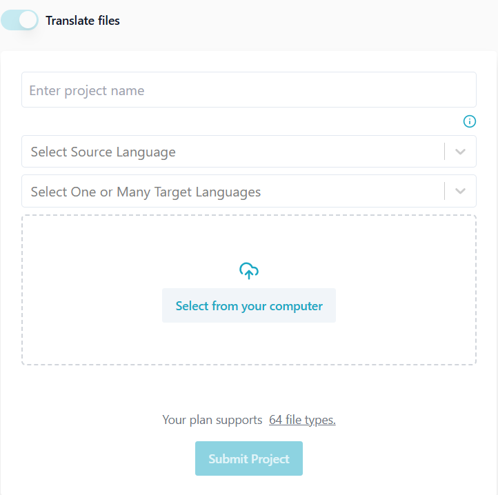 Taia translation management system interface