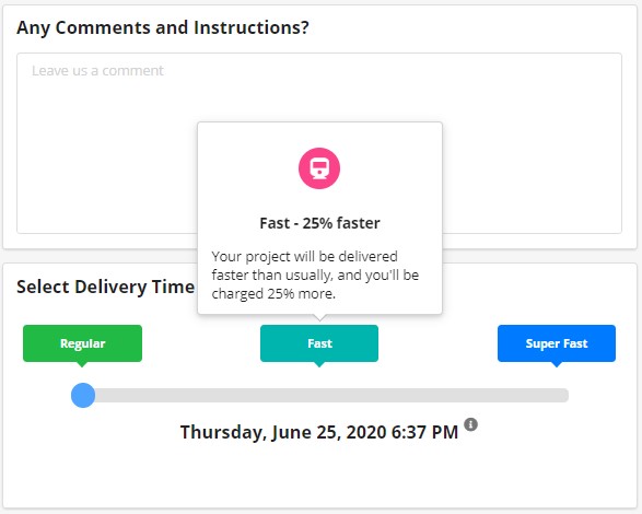 Select the delivery time in the Taia app