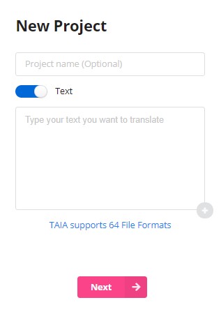short text input in the Taia app