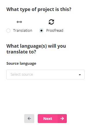 Select translation or just proofreading in the Taia app