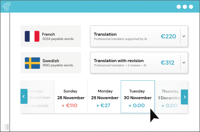 Deadline selector in the Taia app