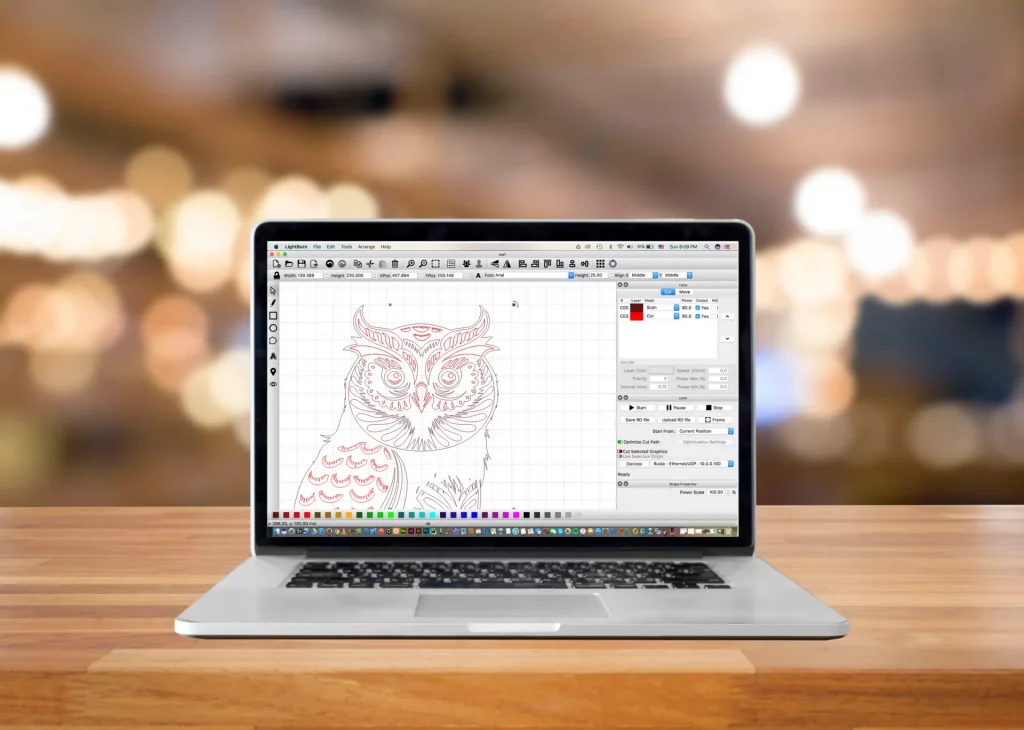 Laptop with Lightburn software