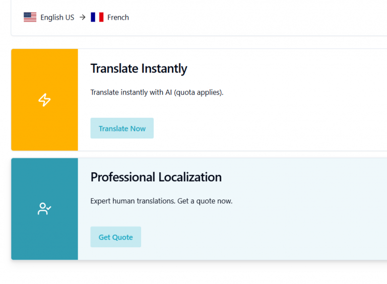 instant ai translation or professional localization all in one Taia platform